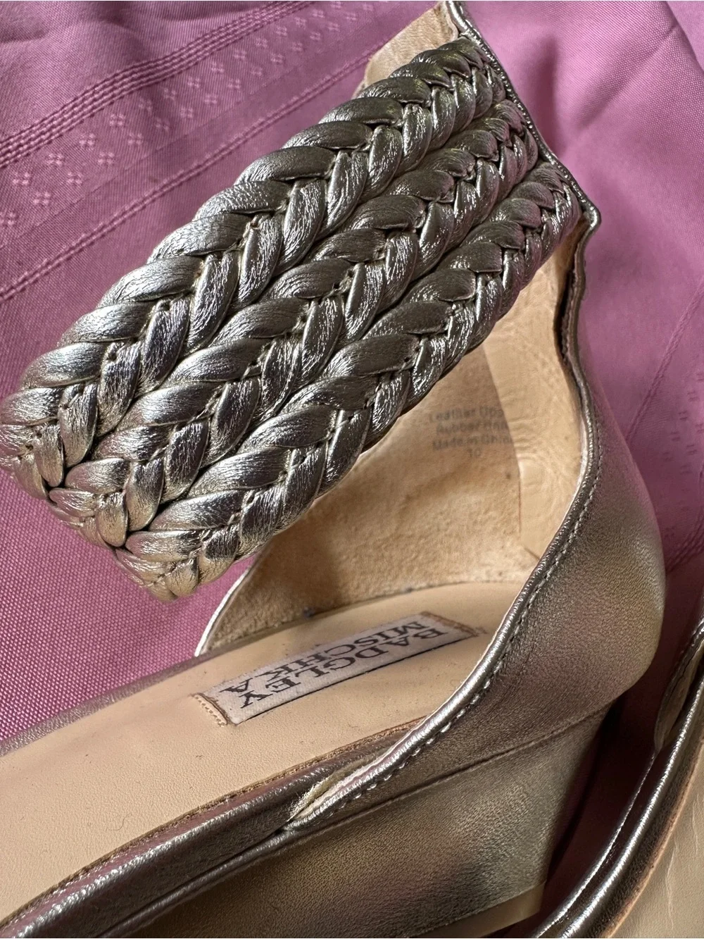 Gold Braided Ankle-Strap Heel